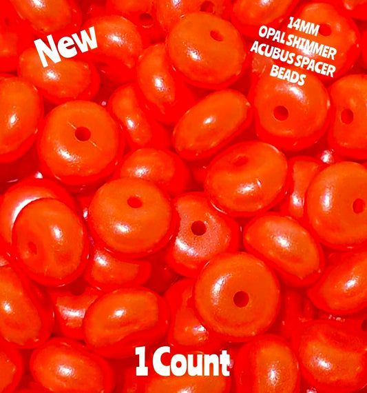 New 1 Count Orange 14mm Silicone OPAL Acubus Spacer Beads Craft Supplies