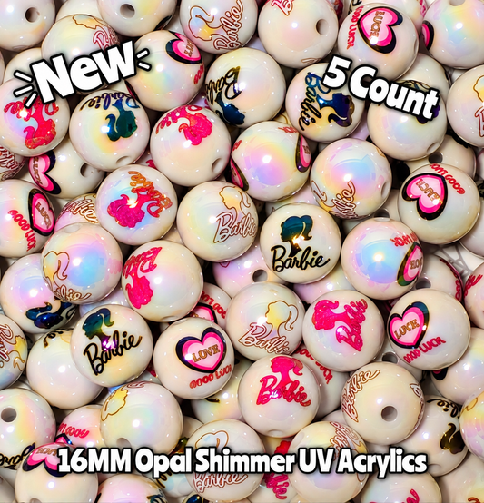 New 5 Count 16MM DIY Acrylic Beads Character Barbie Craft Supplies