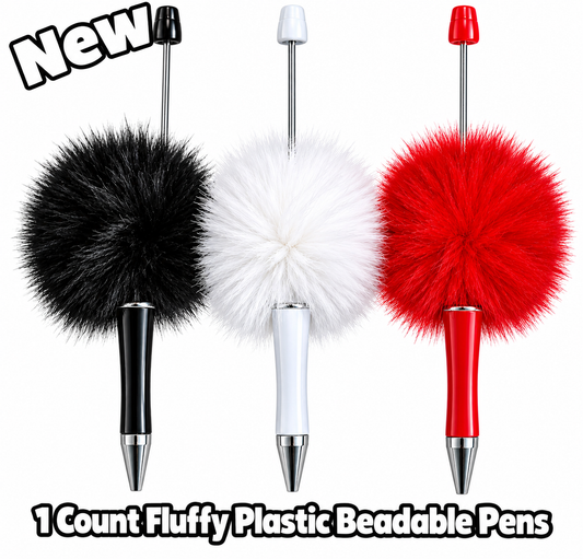 New 1 Count Fluffy Plastic Beadable Pen DIY Beadable Craft Supplies