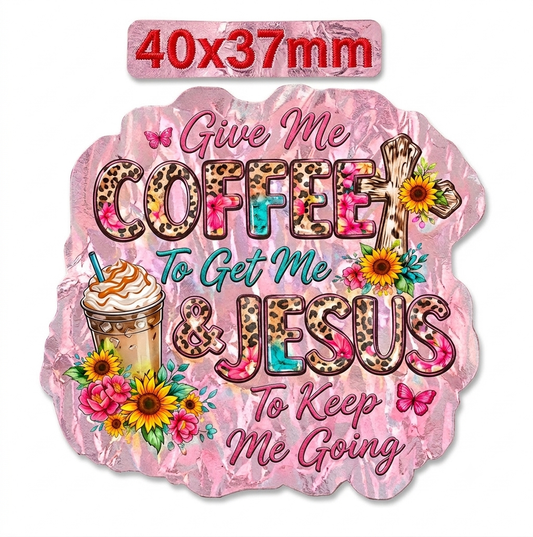 Glitter Acrylic Flatback- Acrylic Planer Resin Charm Coffee Jesus