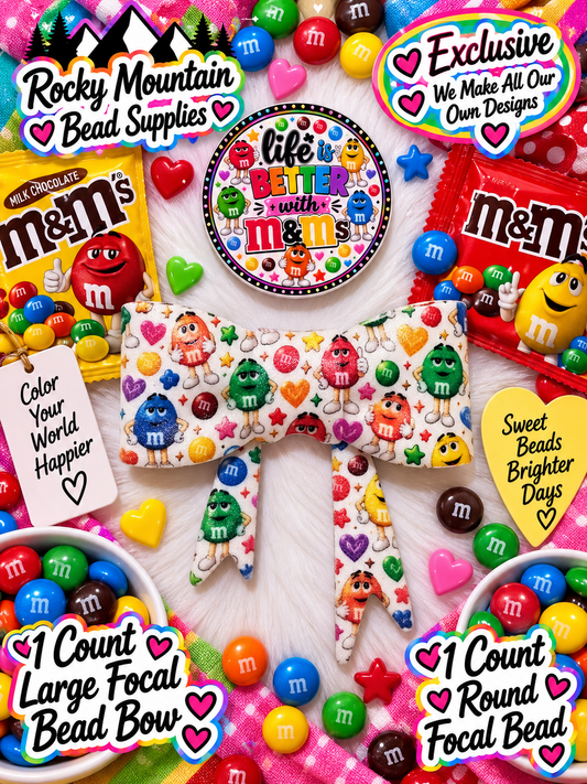 New Shop Exclusive 1 Count Large Silicone Bow 1 Count Focal Bead Round M&M