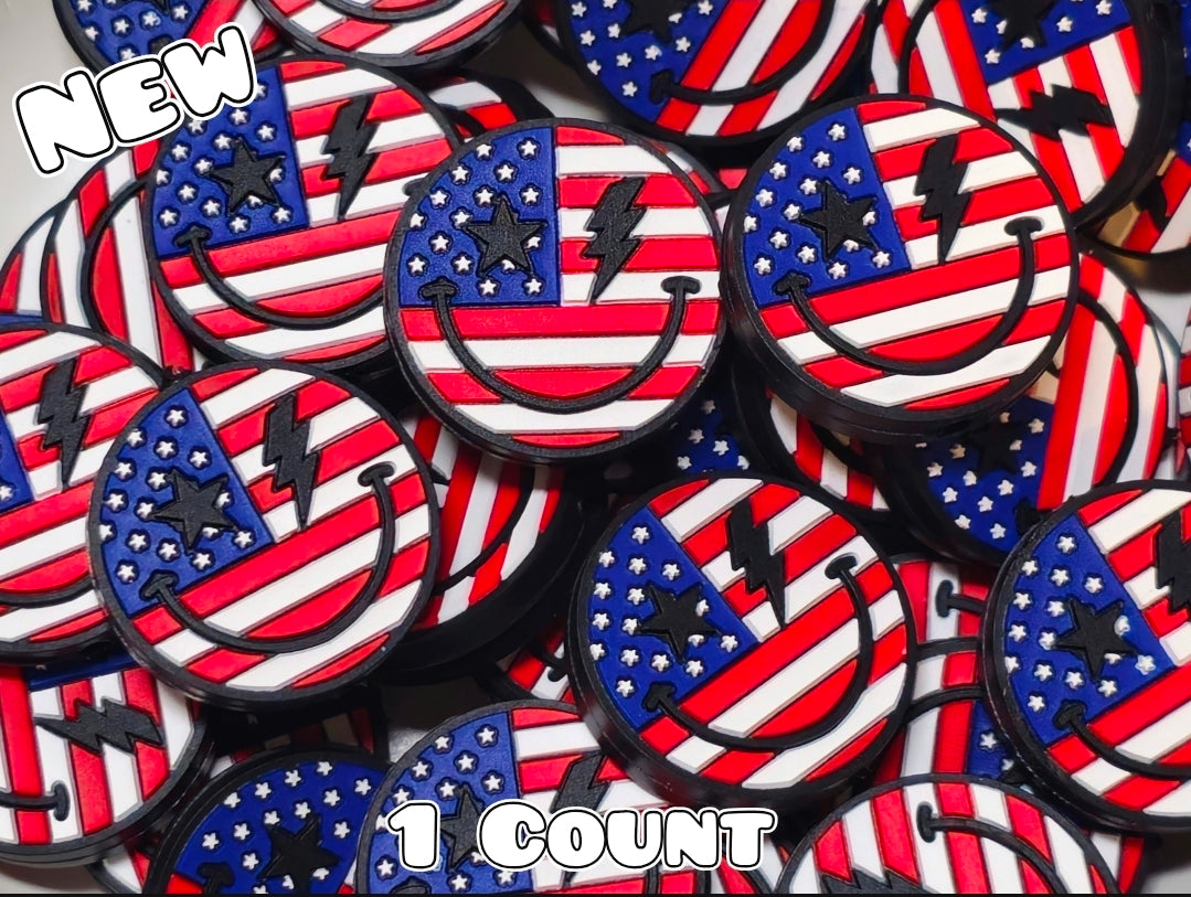 New 1 Count Focal Bead American Smiley Face
