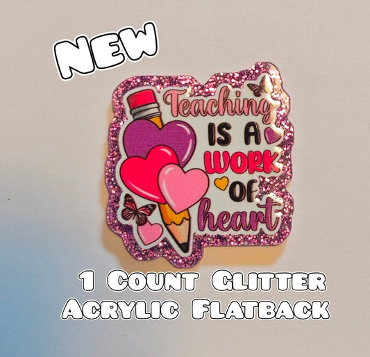 Glitter Acrylic Flatback- Acrylic Planer Resin Charm- School Teaching