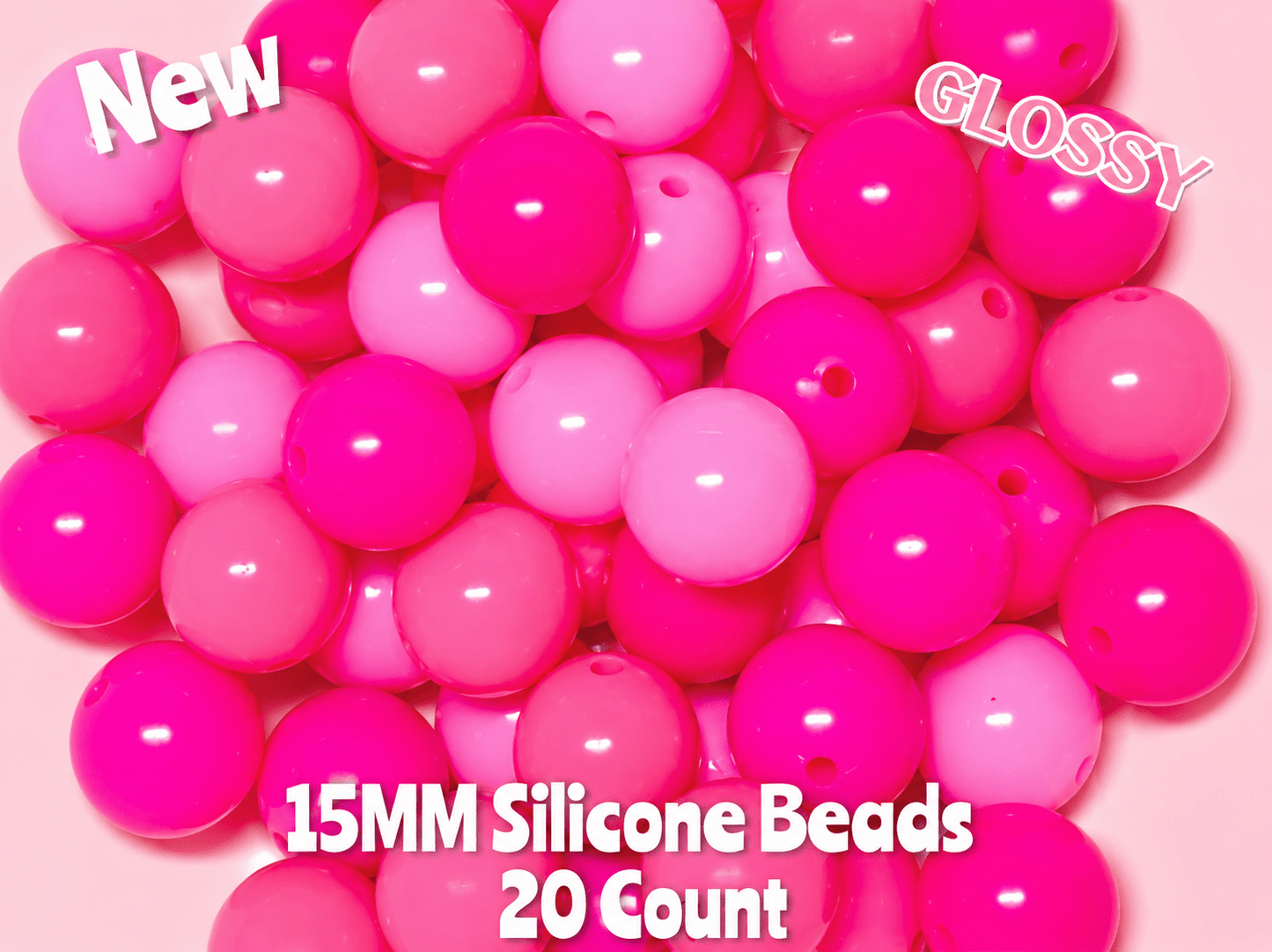 New 20 Count 15mm Opals Pinks Glossy Shiny