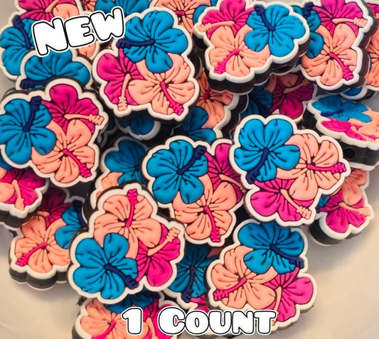 New 1 Count Focal Bead Flower Multi