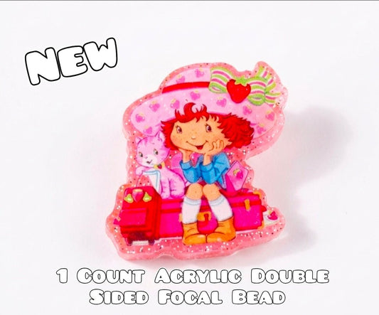 Strawberry Shortcake ACRYLIC Focal Bead 1 COUNT Beadable Accessories