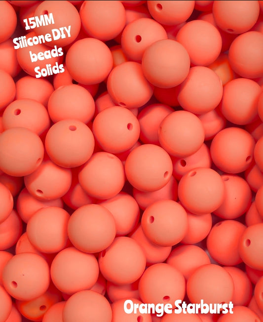 15mm DIY Silicone Solids 1 Count Orange Starburst