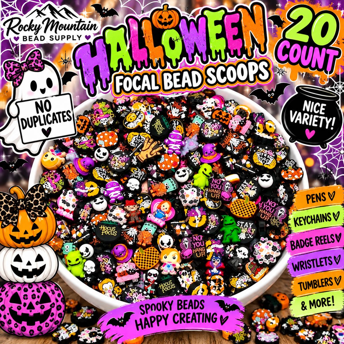 New Special Discounted 20 Count Halloween Bead Scoop. No duplicates!