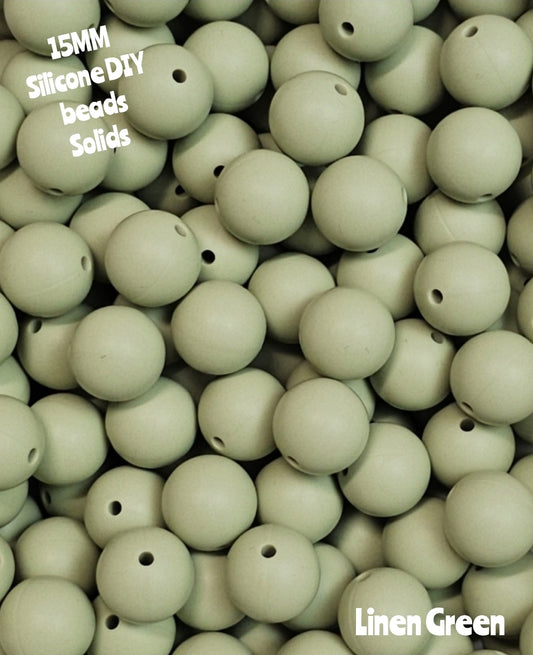 15mm DIY Silicone Solids 1 Count Linen Green