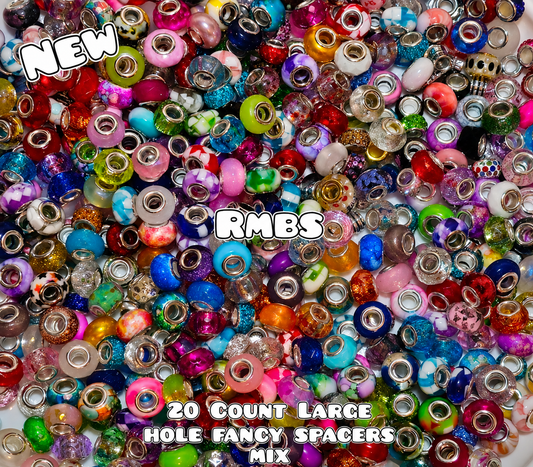 20 Count Fancy Large Hole 14mm Acrylic Spacer Beads