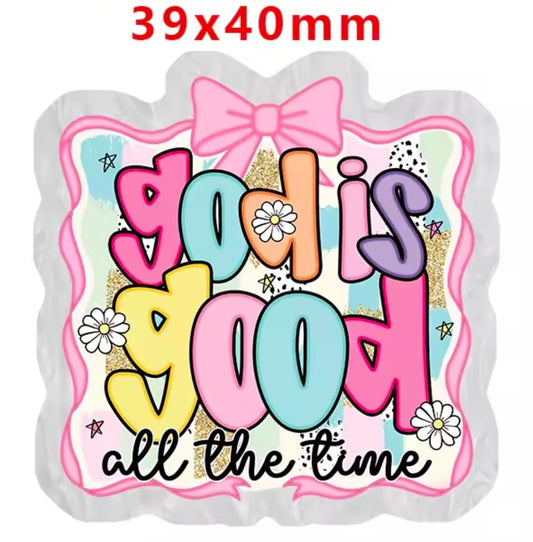 New 1 Count Glitter Acrylic Flatback Multiple Uses Acrylic Craft Supplies God