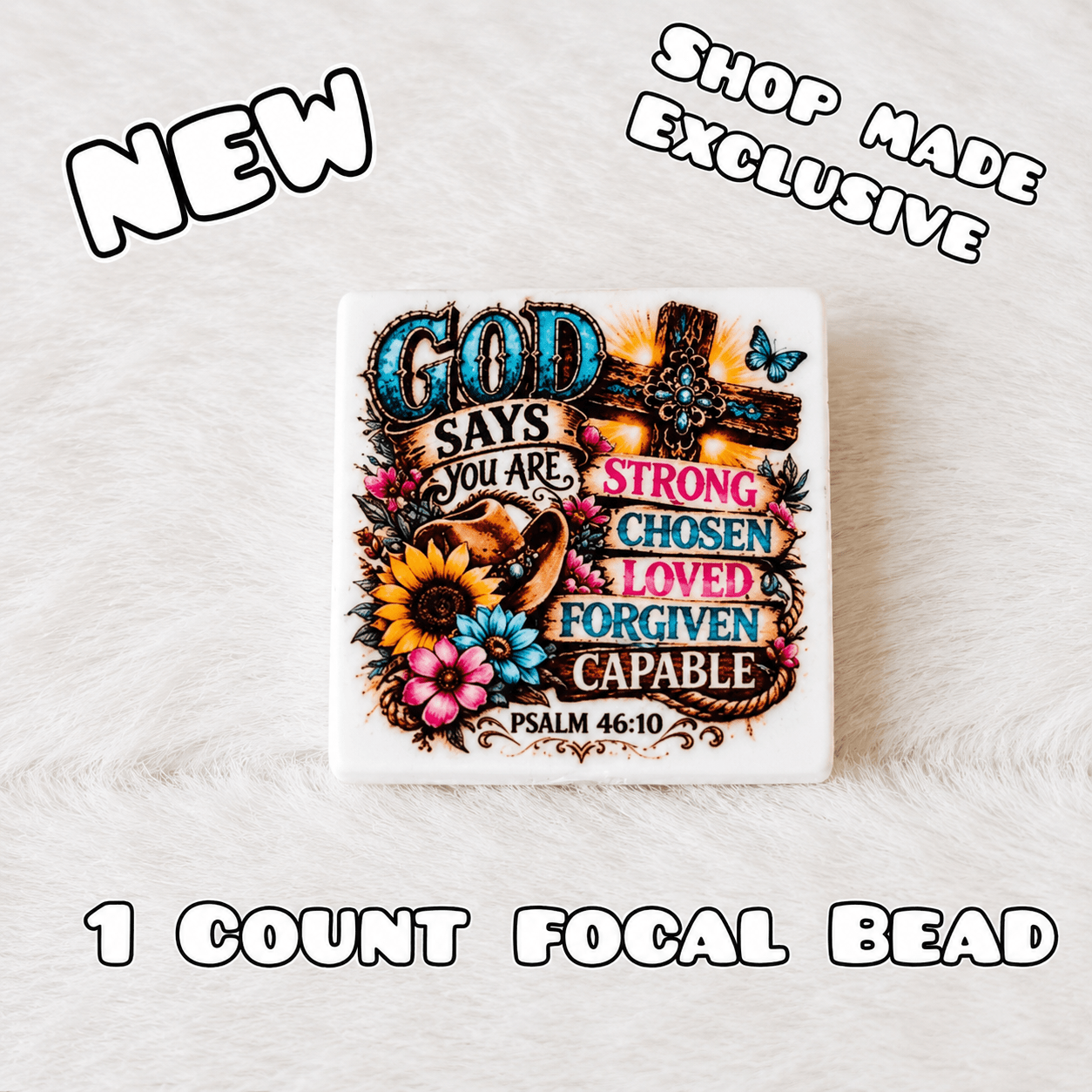 New 1 Count Focal Bead God.  Pen is example bead only