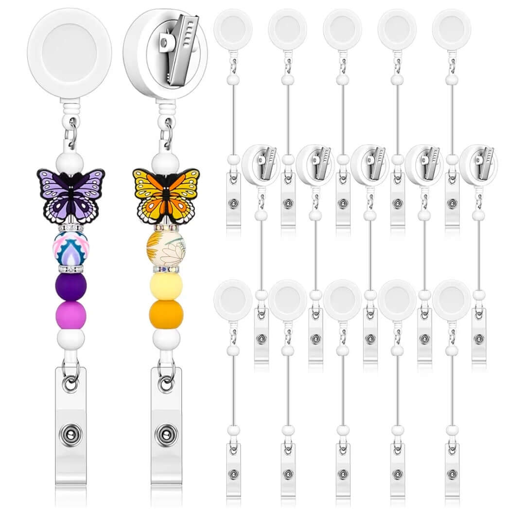 HEAVY DUTY 1 Count Beadable Badge Reels With Keychain Bar Alligator Clip