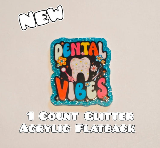 Glitter Acrylic Flatback- Acrylic Planer Resin Charm- Dental