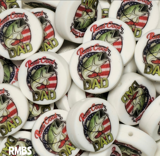 DIY Silicone Printed Focal Beads - 1 Count Bead Charms Craft Supplies Reel Cool Dad Fishing