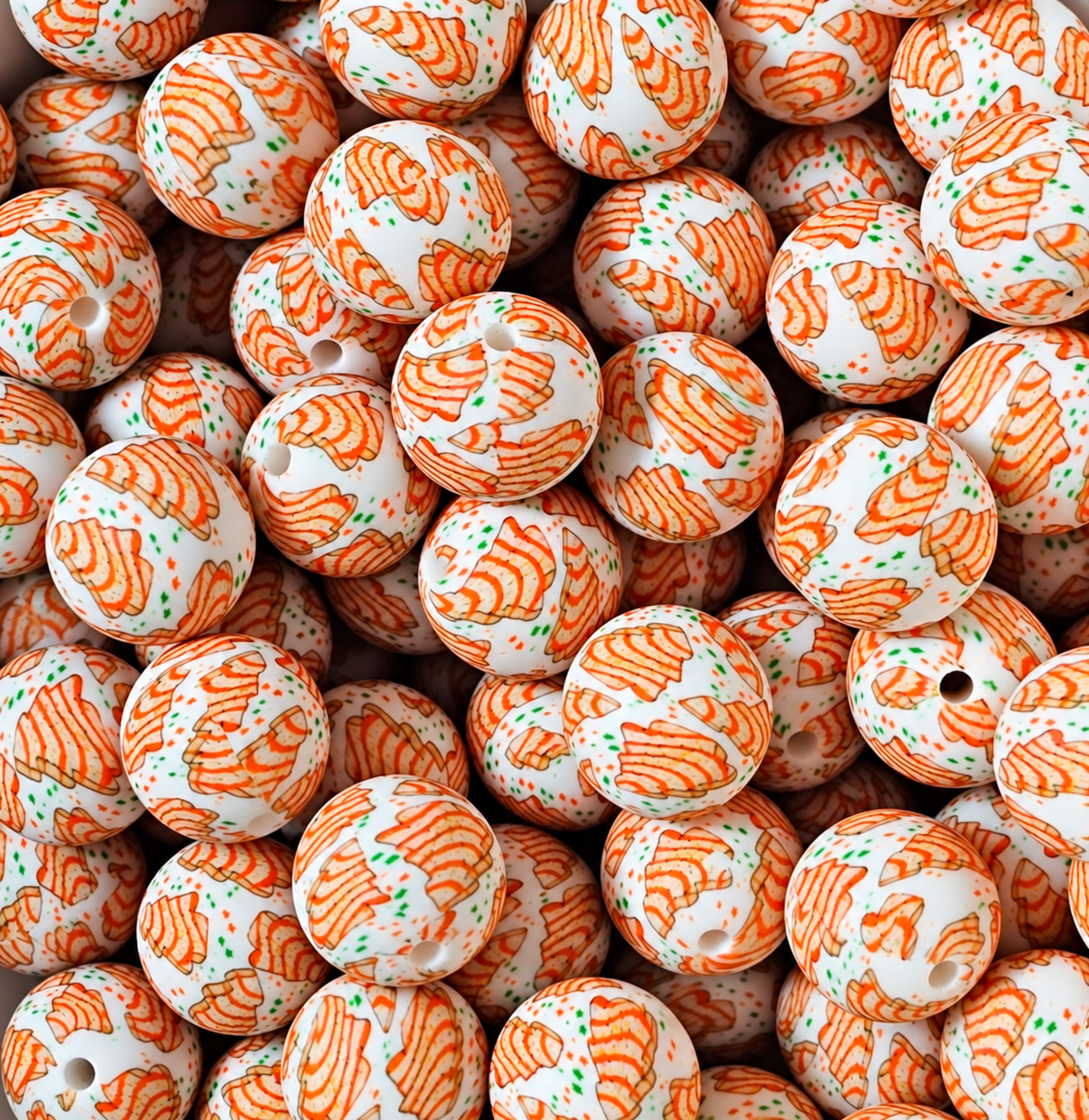 New 1 Count DIY Silicone Beads 15mm printed Christmas Tree Cake