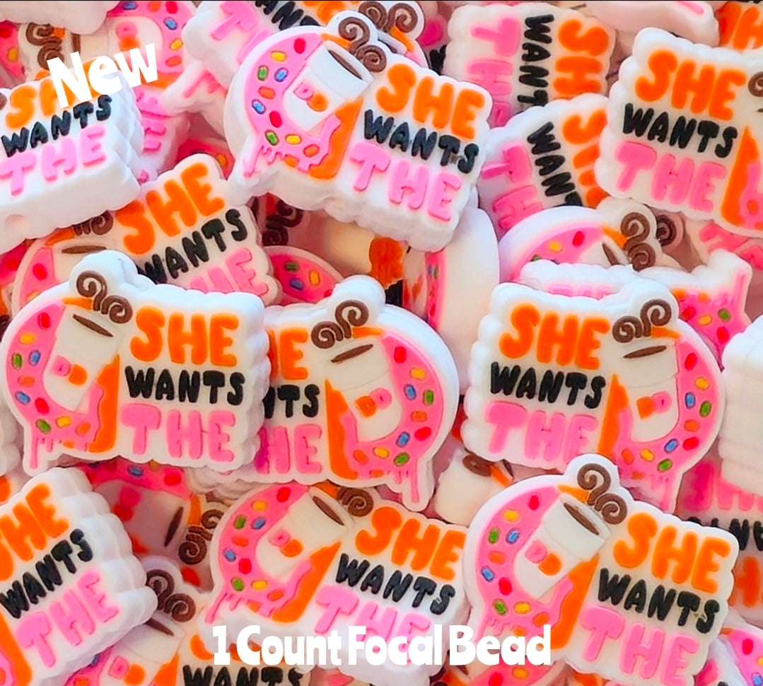 New 1 Count Dunkin  Focal Bead