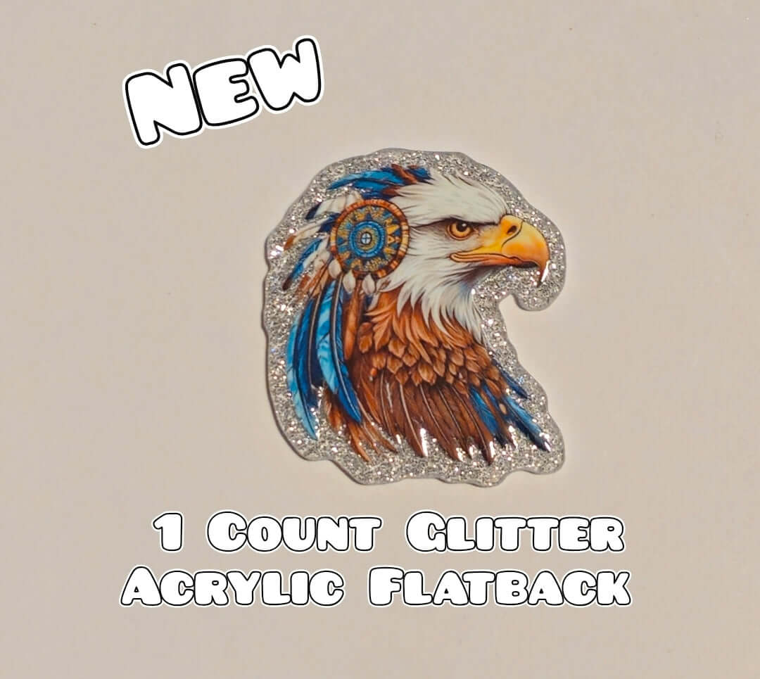 Glitter Acrylic Flatback- Acrylic Planer Resin Charm- Eagle