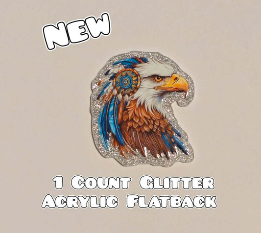 Glitter Acrylic Flatback- Acrylic Planer Resin Charm- Eagle
