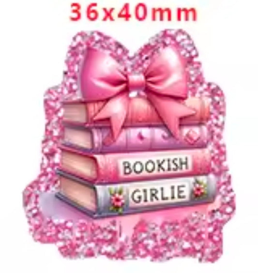 Glitter Acrylic Flatback- Acrylic Planer Resin Charm- Books