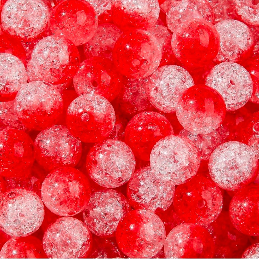 10 count 16MM Acrylic Ombre Sparkle Crackle Beads 2 Toned