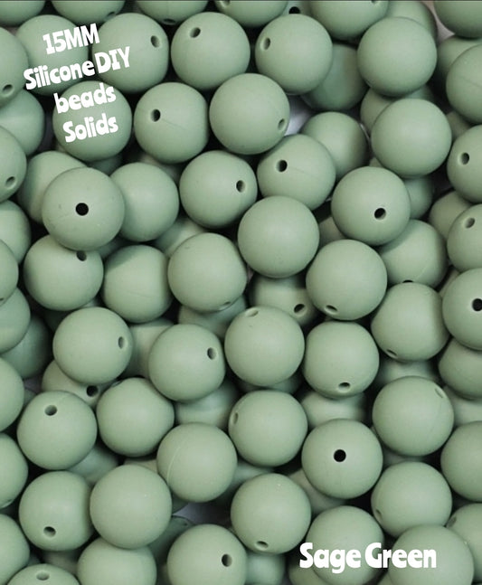 15mm DIY Silicone Solids 1 Count Sage Green