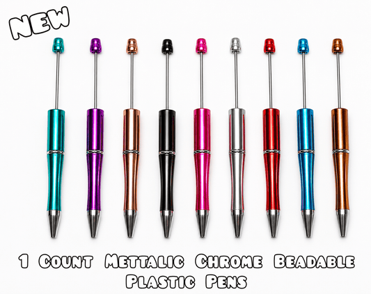 1 Count Mettalic Chrome Beadable Pen Blanks. Bead Accessorie Blanks