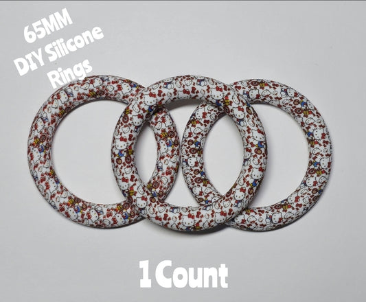 1 Count DIY 65MM Silicone Rings Craft Supplies Beadable Blanks Hello Kitty