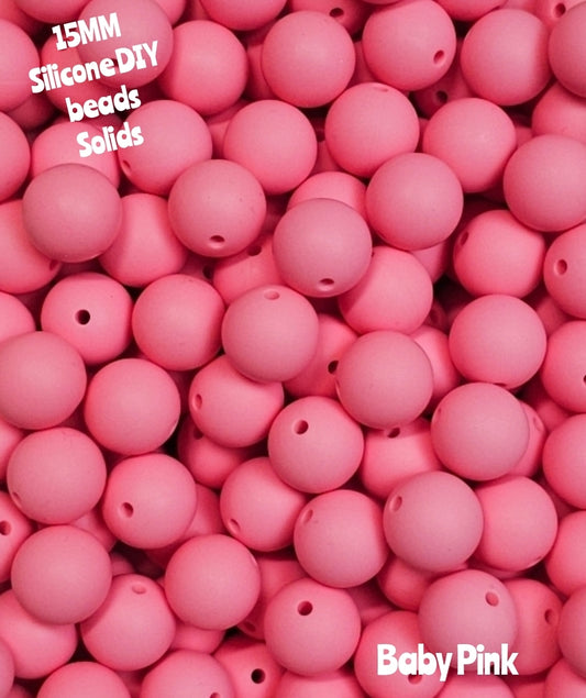 15mm DIY Silicone Solids 1 Count Baby Pink