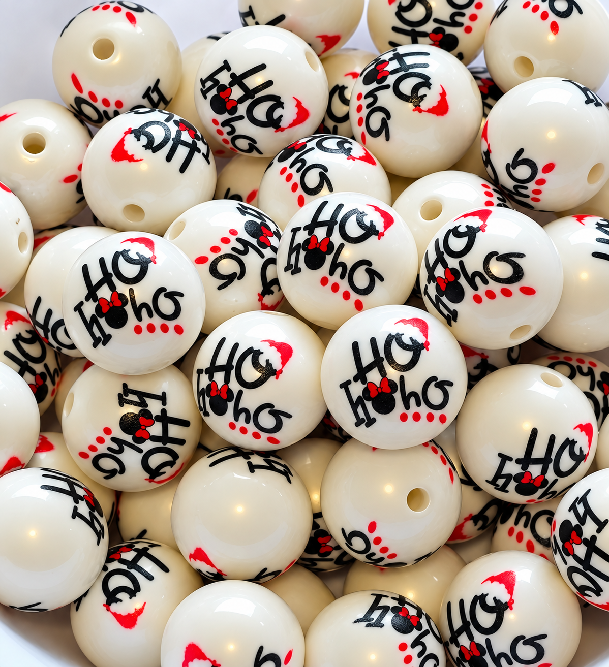 1 Count Acrylic Beads Craft Supplies 20MM Mickey Mouse HO HO