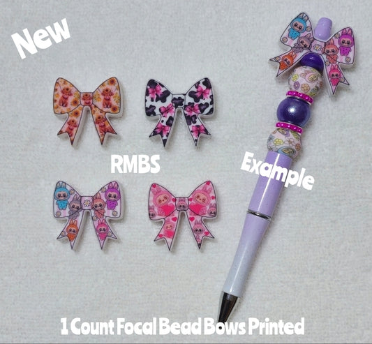 New Viral Silicone Printed Bows DIY Focal Bead 1 Count Craft Supplies