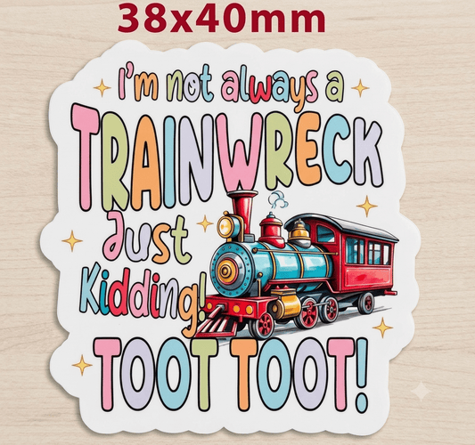 Glitter Acrylic Flatback- Acrylic Planer Resin Charm- Words Funny Train Wreck Toot Toot