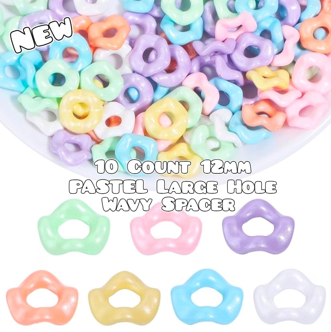 10 Count Large Hole Wavy Spacers 12mm
