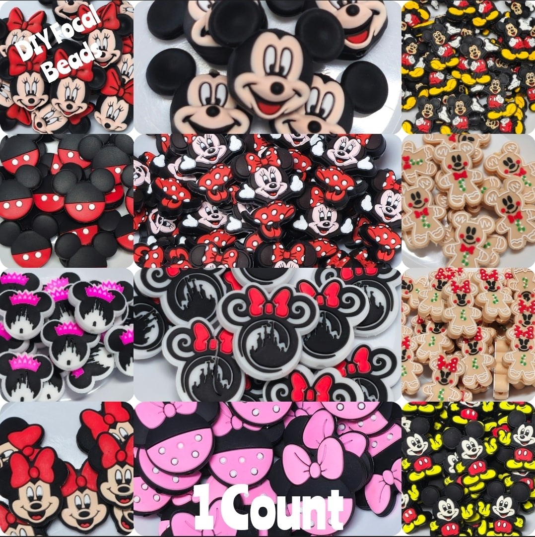 DIY Focal Bead 1 Count Craft Supplies Character Mickey Minnie Mouse