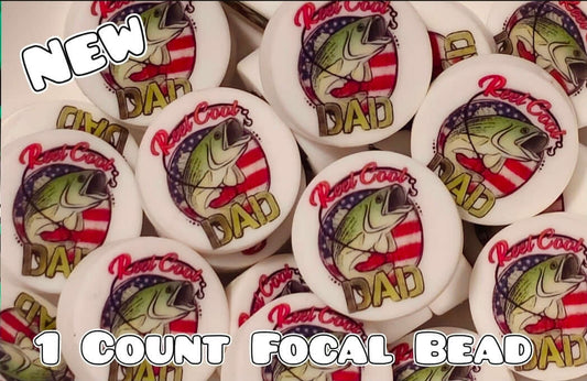 1 Count Focal Bead Printed Silicone Reel Cool Dad Fishing