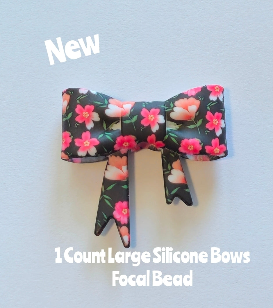 New 1 Count Large Bows Focal Bead