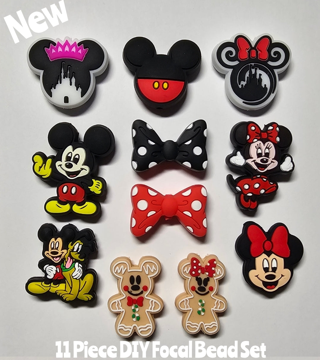 New 11 piece mouse focal bead set you receive 1 of each
