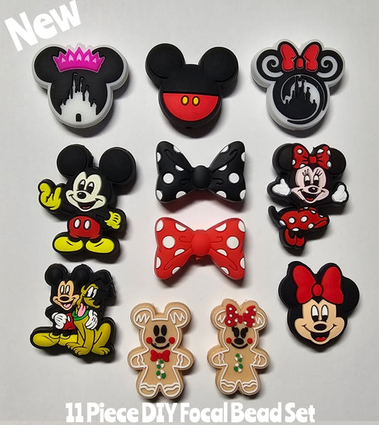 New 11 piece mouse focal bead set you receive 1 of each