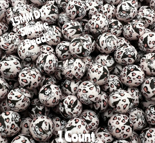 New 1 Count DIY Silicone Beads 15mm printed Character Kumori Beads Beadable Accessories
