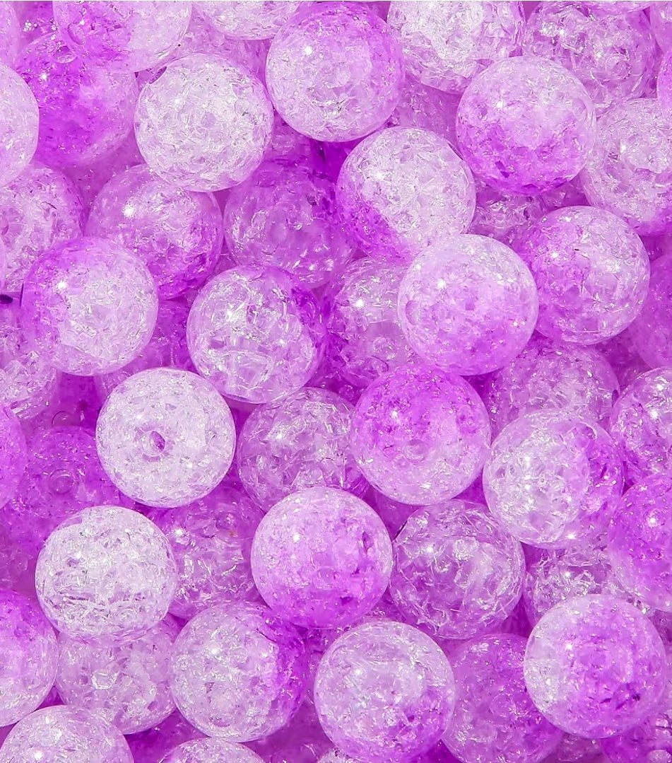 10 count 16MM Acrylic Ombre Sparkle Crackle Beads 2 Toned