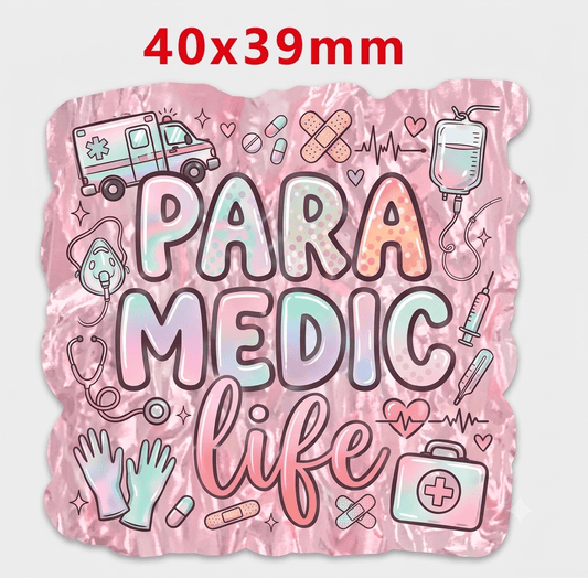 Glitter Acrylic Flatback- Acrylic Planer Resin Charm Paramedic Life