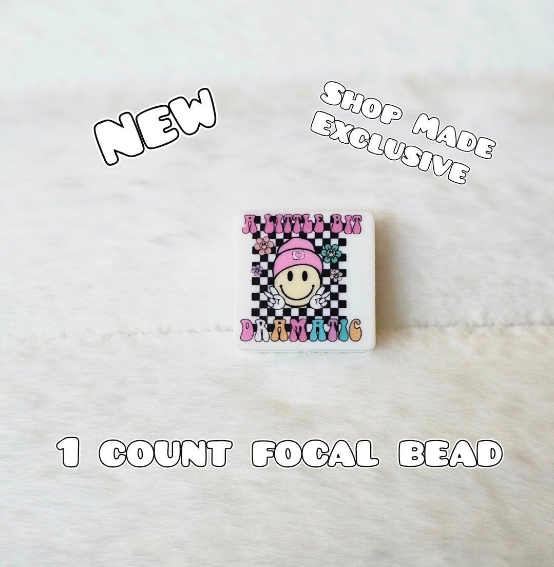DIY Silicone Printed Focal Beads - 1 Count Bead Charms Craft Supplies Smiley Face Dramatic