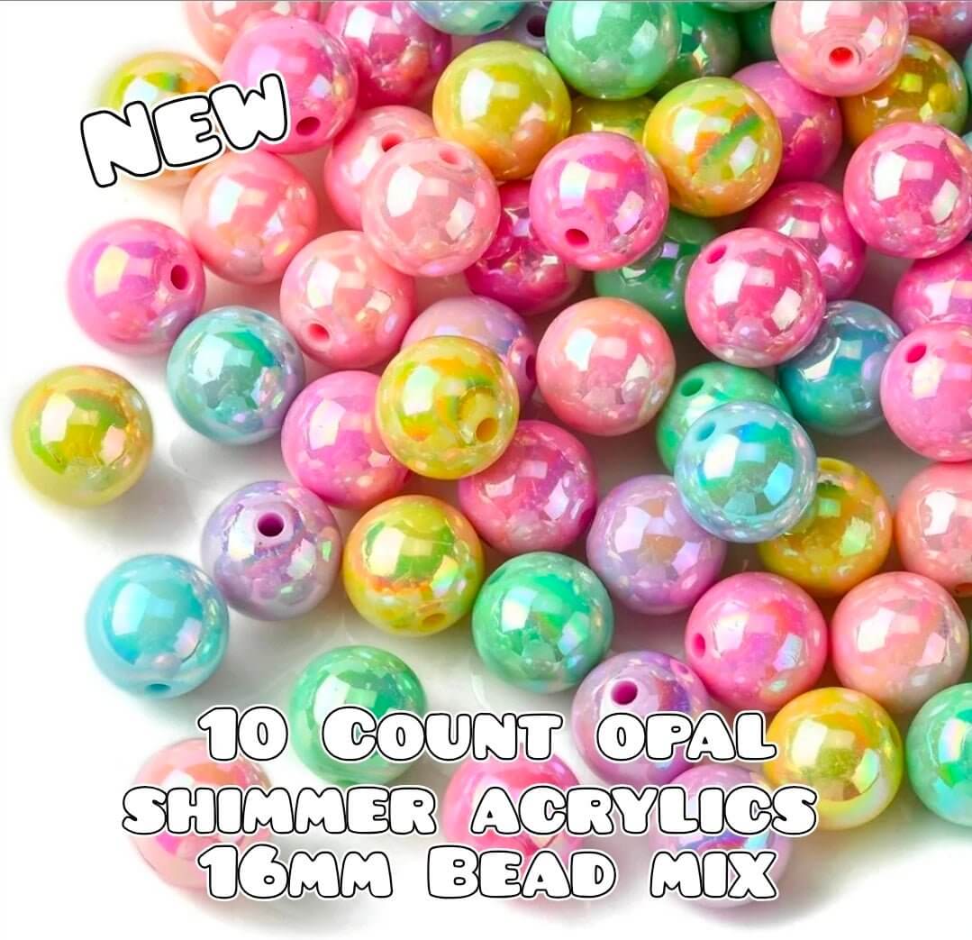New Spring Colors OPAL ACRYLIC SHIMMER Beads Craft Supplies 16MM 10 Count MIX