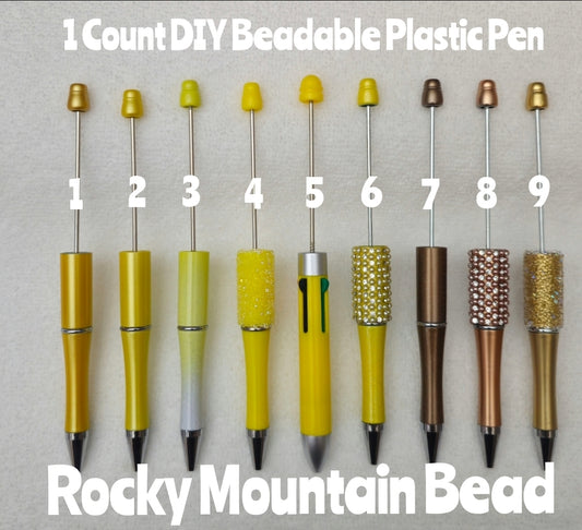 1 Count Beadable Pens DIY  Yellow Browns Golds Beadable Blanks Craft Supplies