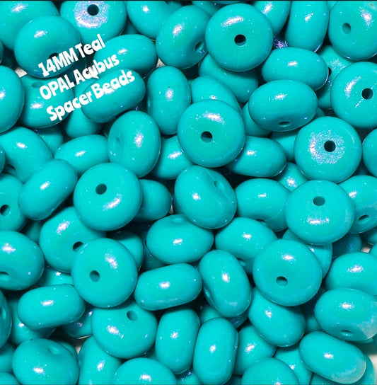 1 Count DIY 14 MM TEAL Silicone OPAL Acubus Spacer Beads Craft Supplies
