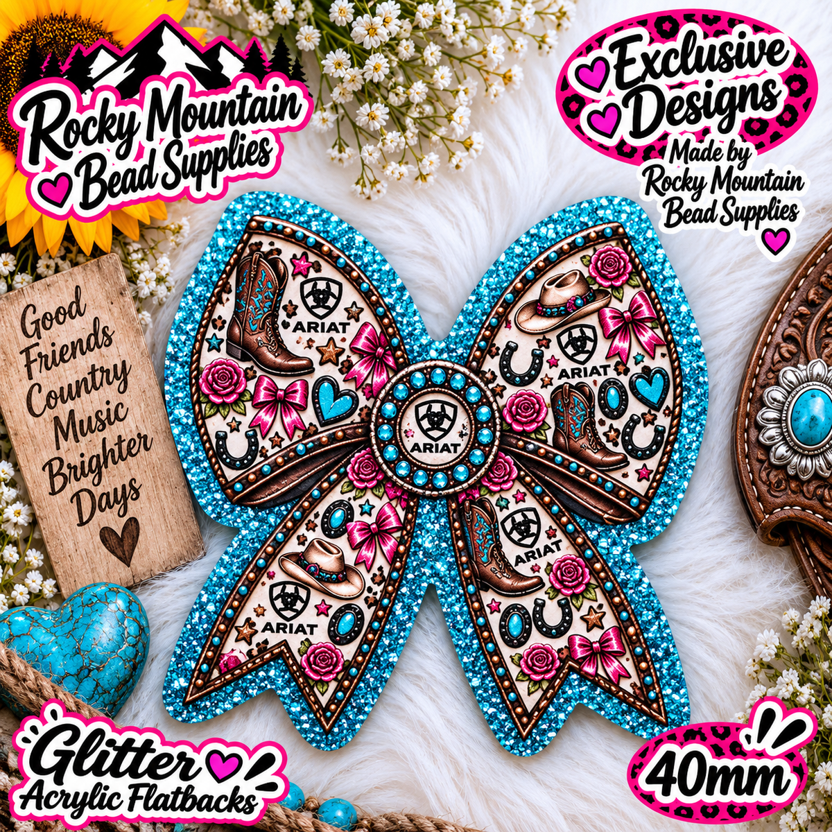 Shop Exclusive 1 Count Custom Exclusive Glitter Acrylic Flatback 40mm
