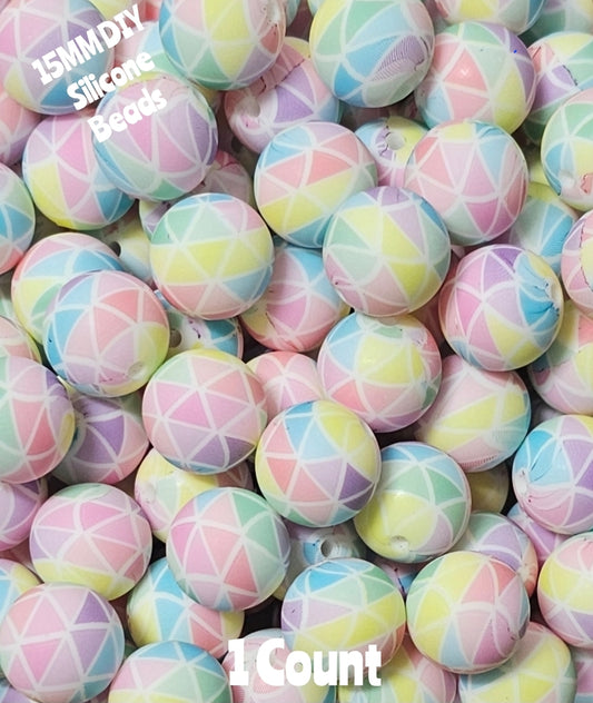 New 1 Count DIY Silicone Beads 15mm printed Multi Triangles Beads Beadable Accessories
