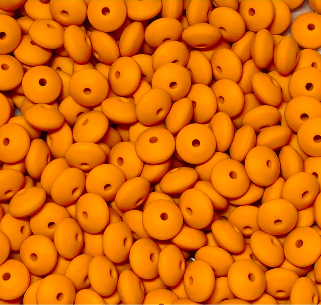 New 1 Count 12mm Silicone Solid Lentil Spacer Beads Craft Supplies Multiple Colors