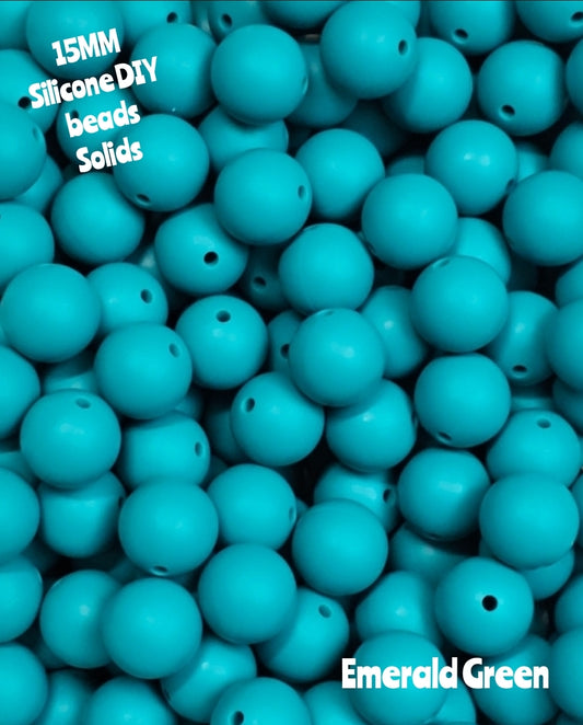 15mm DIY Silicone Solids 1 Count Emerald Green