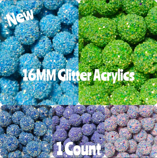 1 Count 16MM Confetti Glitter Acrylic Beads